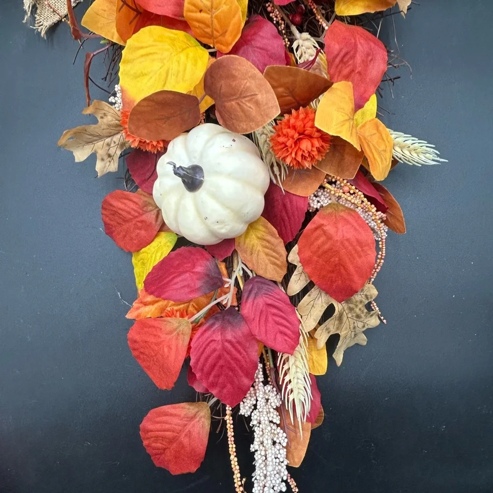 Autumn Leaf and Pumpkin arrangement Or Swag Wall Decor